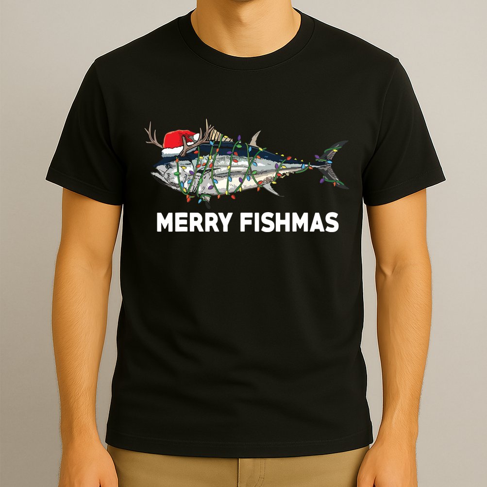 Merry Fishmas Funny Fish Fishing Fisherman Christmas Xmas T-Shirt