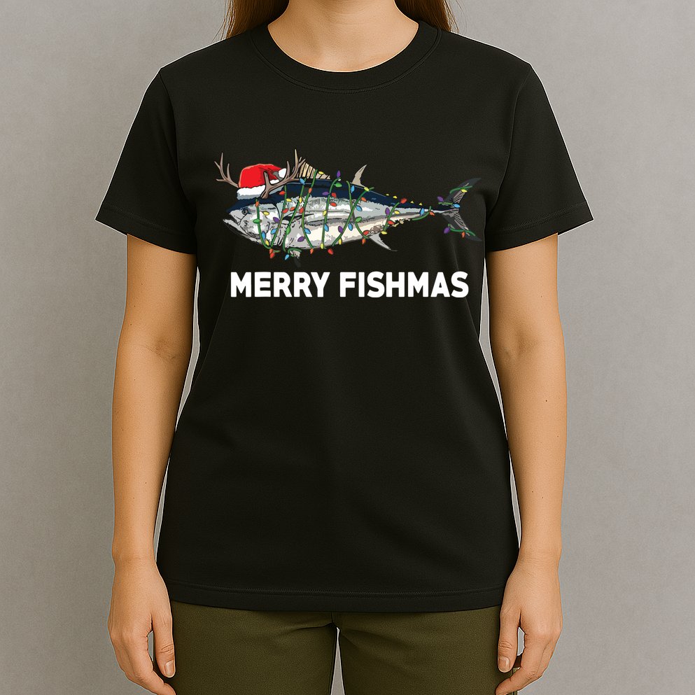 Merry Fishmas Funny Fish Fishing Fisherman Christmas Xmas T-Shirt