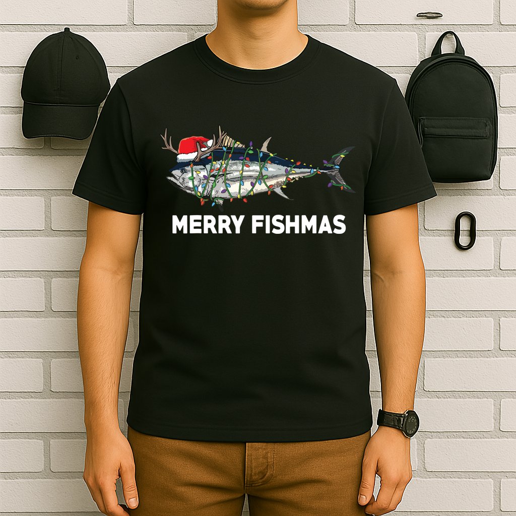 Merry Fishmas Funny Fish Fishing Fisherman Christmas Xmas T-Shirt