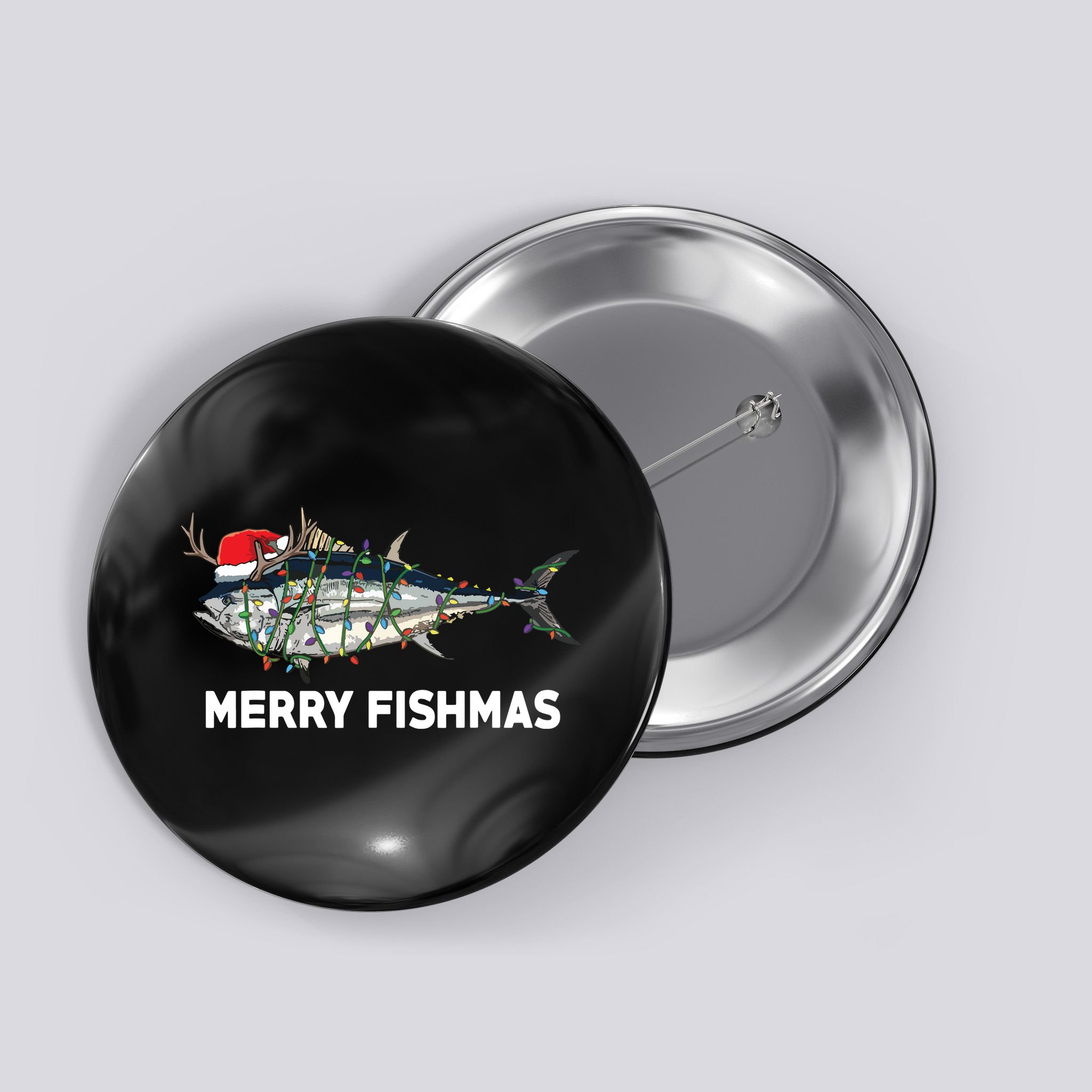 Merry Fishmas Funny Fish Fishing Fisherman Christmas Xmas Button