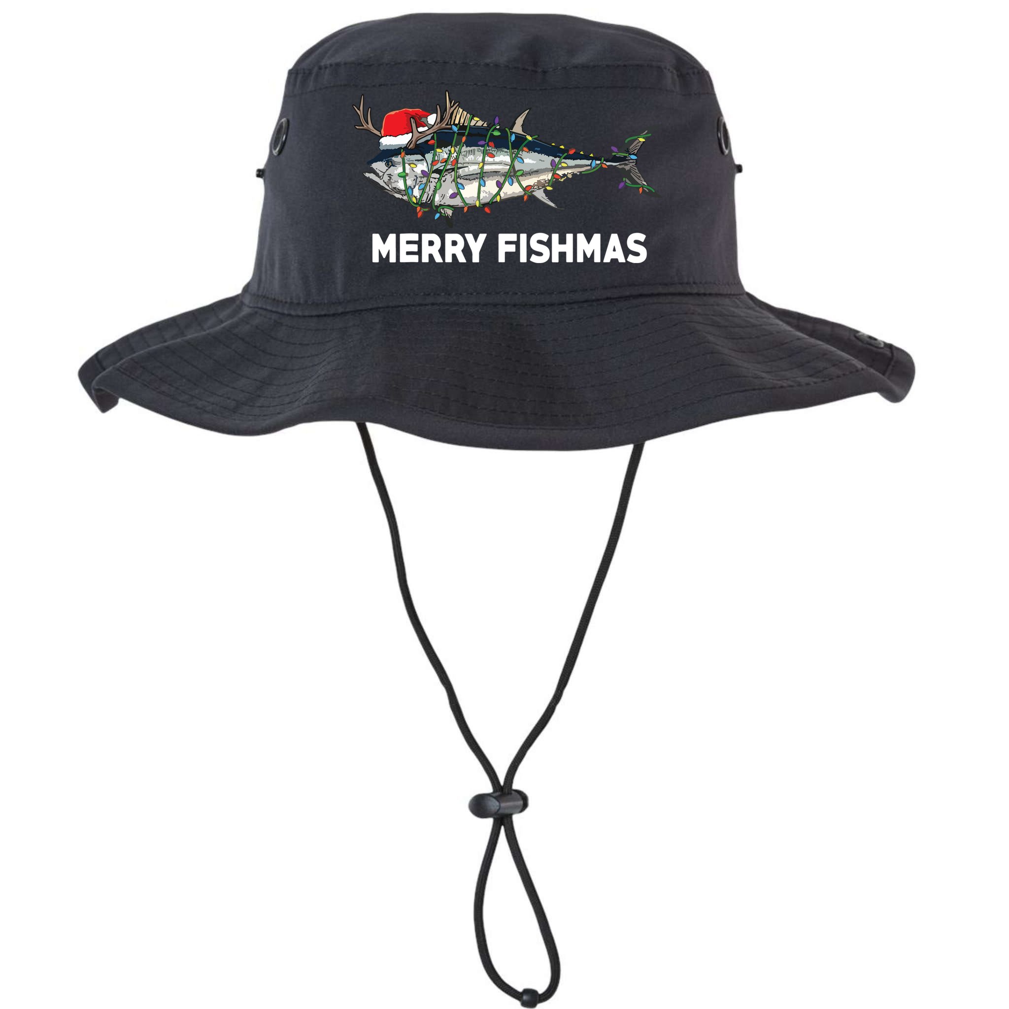 Merry Fishmas Funny Fish Fishing Fisherman Christmas Xmas Bucket Hat