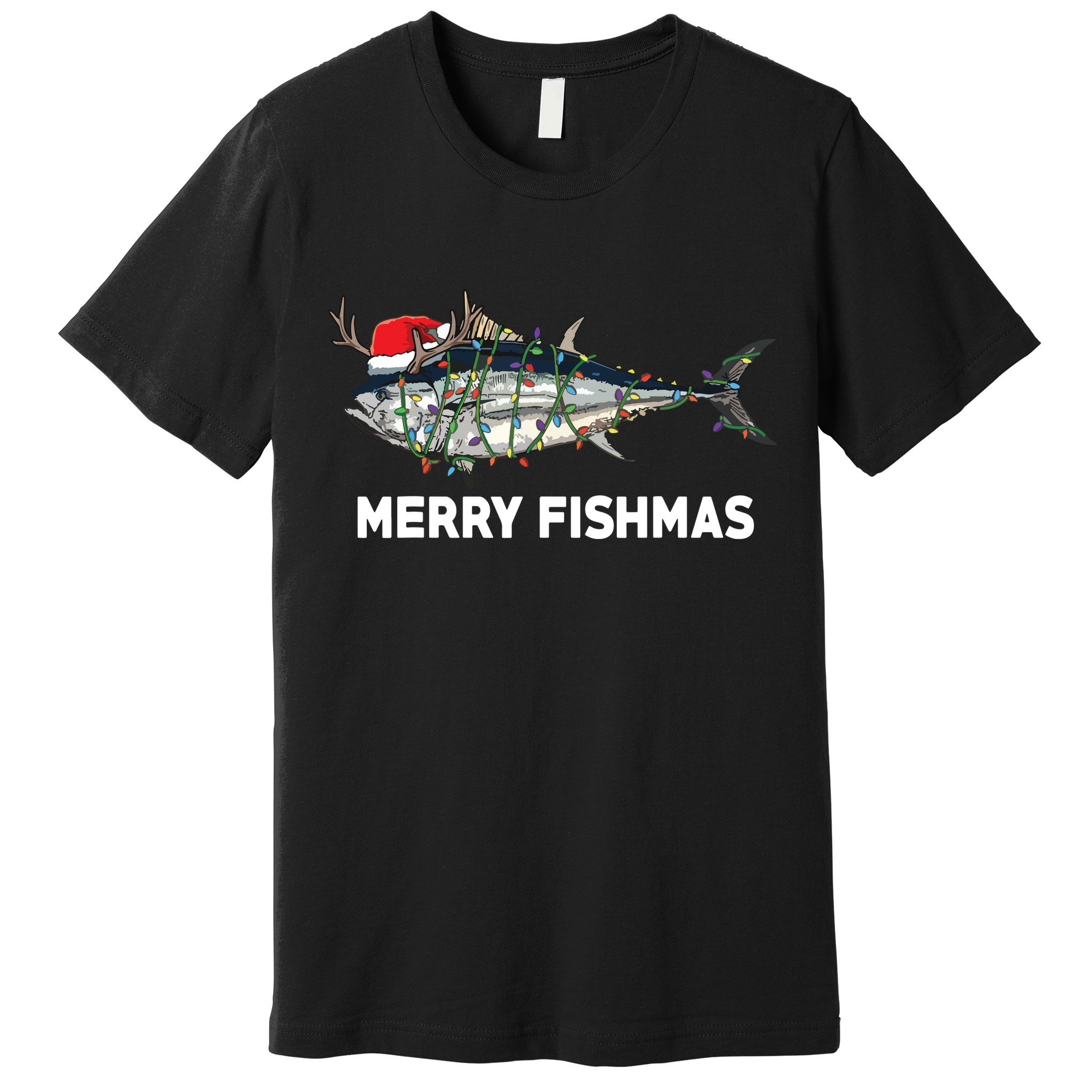 Merry Fishmas Funny Fish Fishing Fisherman Christmas Xmas Premium T-Shirt