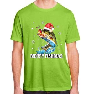 Merry Fishmas Funny Christmas Tree Lights Fish Fishing Rod Adult ChromaSoft Performance T-Shirt