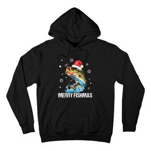 Merry Fishmas Funny Christmas Tree Lights Fish Fishing Rod Hoodie