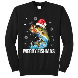 Merry Fishmas Funny Christmas Tree Lights Fish Fishing Rod Sweatshirt