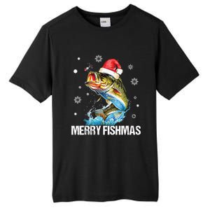 Merry Fishmas Funny Christmas Tree Lights Fish Fishing Rod Tall Fusion ChromaSoft Performance T-Shirt