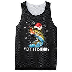 Merry Fishmas Funny Christmas Tree Lights Fish Fishing Rod Mesh Reversible Basketball Jersey Tank