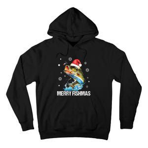 Merry Fishmas Funny Christmas Tree Lights Fish Fishing Rod Tall Hoodie