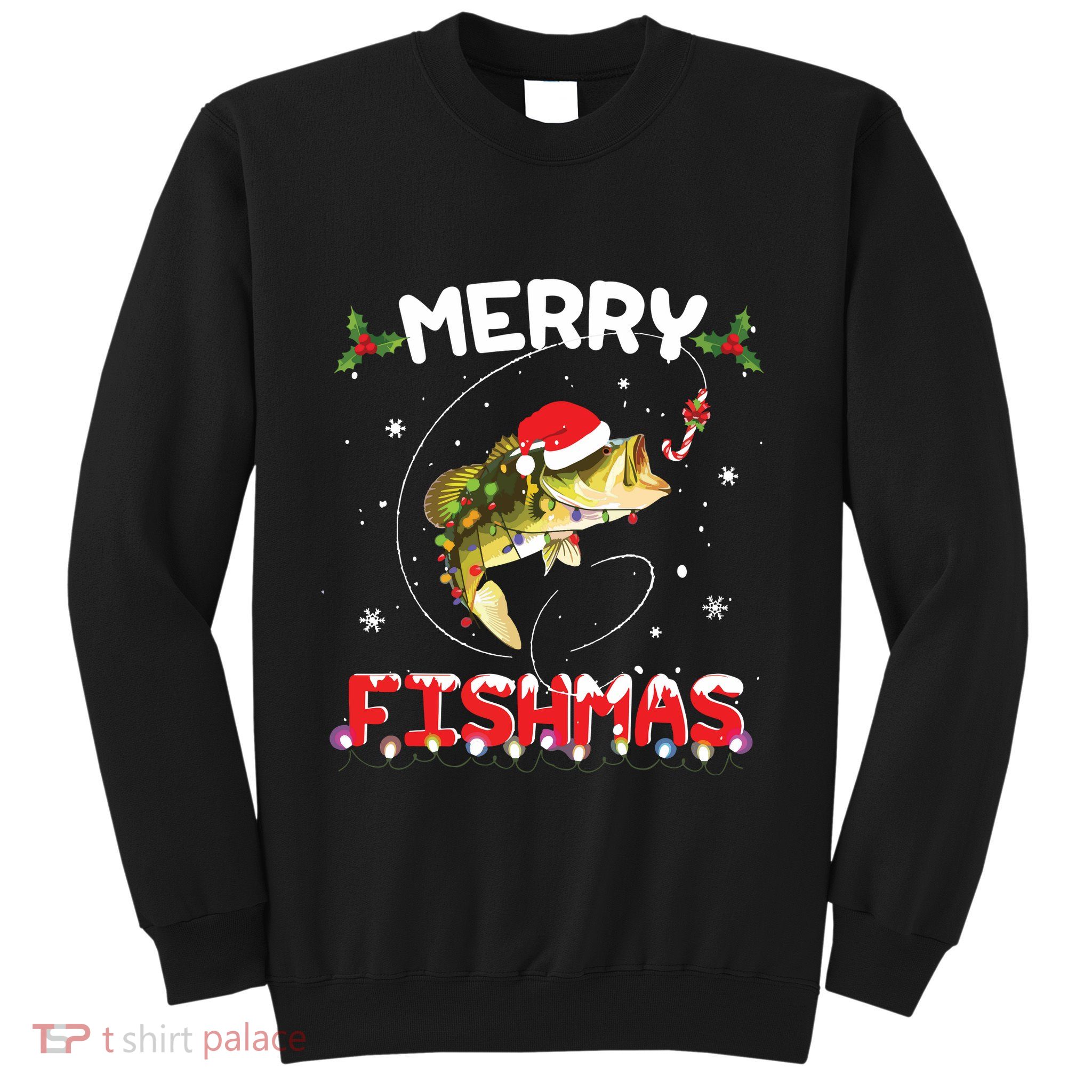 Merry Fishmas Funny Fishing Christmas Pajama Fishers Sweatshirt