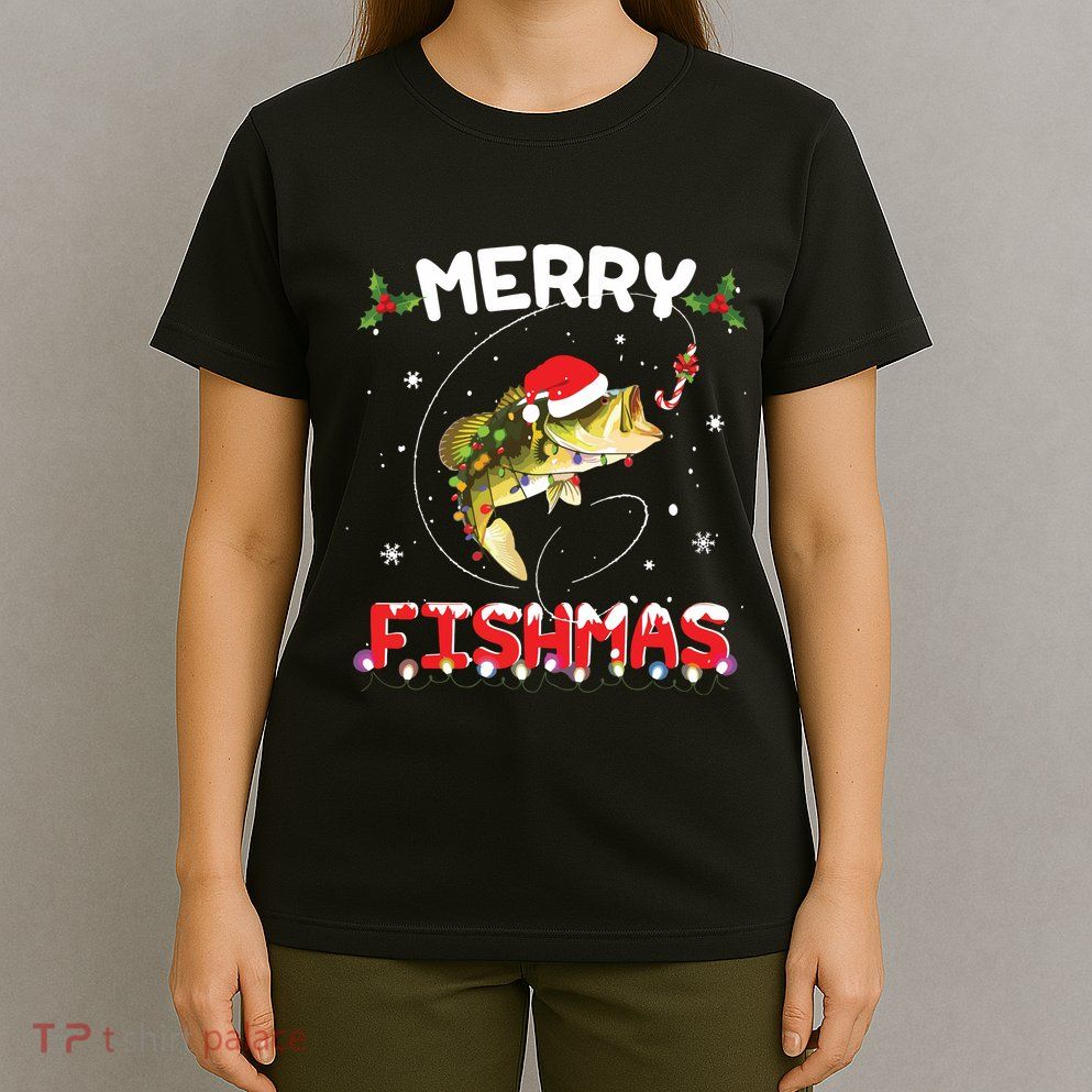 Merry Fishmas Funny Fishing Christmas Pajama Fishers T-Shirt