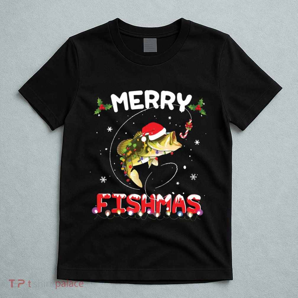 Merry Fishmas Funny Fishing Christmas Pajama Fishers T-Shirt