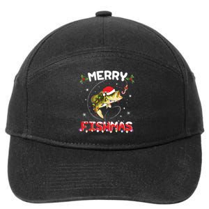 Merry Fishmas Funny Fishing Christmas Pajama Fishers 7-Panel Snapback Hat