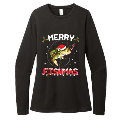 Merry Fishmas Funny Fishing Christmas Pajama Fishers Womens CVC Long Sleeve Shirt