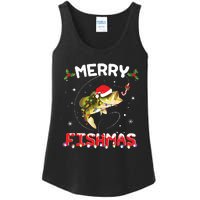 Merry Fishmas Funny Fishing Christmas Pajama Fishers Ladies Essential Tank