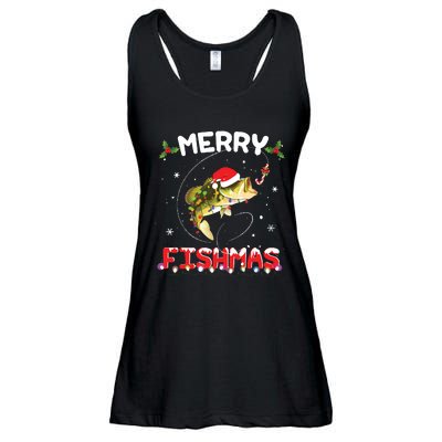 Merry Fishmas Funny Fishing Christmas Pajama Fishers Ladies Essential Flowy Tank