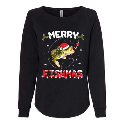 Merry Fishmas Funny Fishing Christmas Pajama Fishers Womens California Wash Sweatshirt