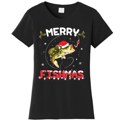 Merry Fishmas Funny Fishing Christmas Pajama Fishers Women's T-Shirt