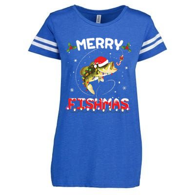 Merry Fishmas Funny Fishing Christmas Pajama Fishers Enza Ladies Jersey Football T-Shirt