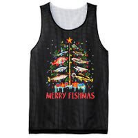 Merry Fishmas Funny Christmas Tree Lights Fish Fishing Rod Mesh Reversible Basketball Jersey Tank