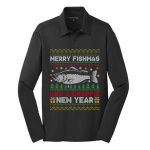 Merry Fishmas Fish Fishing Fisher Ugly Christmas Xmas Gift Silk Touch Performance Long Sleeve Polo