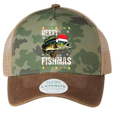 Merry Fishmas Funny Fishing Christmas Pajama Fishers Legacy Tie Dye Trucker Hat