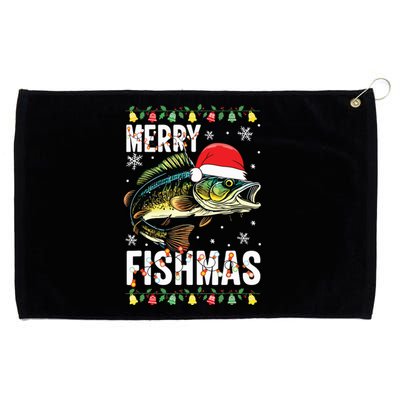 Merry Fishmas Funny Fishing Christmas Pajama Fishers Grommeted Golf Towel