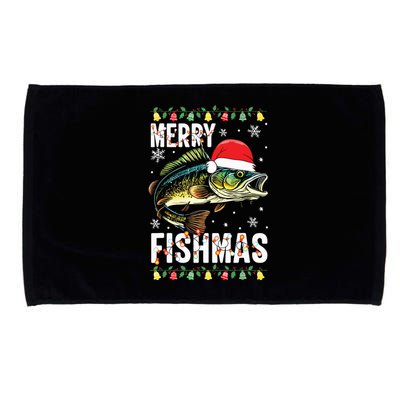 Merry Fishmas Funny Fishing Christmas Pajama Fishers Microfiber Hand Towel