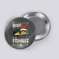 Merry Fishmas Funny Fishing Christmas Pajama Fishers Button