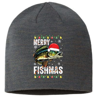 Merry Fishmas Funny Fishing Christmas Pajama Fishers Sustainable Beanie