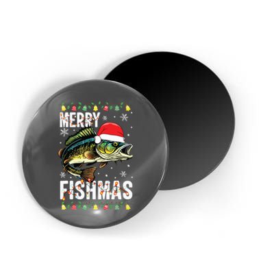 Merry Fishmas Funny Fishing Christmas Pajama Fishers Magnet