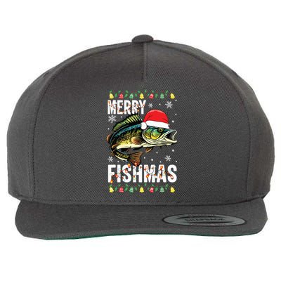 Merry Fishmas Funny Fishing Christmas Pajama Fishers Wool Snapback Cap