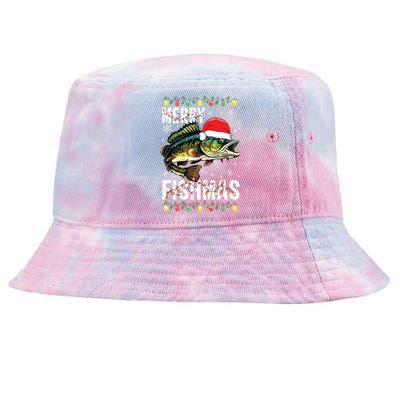 Merry Fishmas Funny Fishing Christmas Pajama Fishers Tie-Dyed Bucket Hat