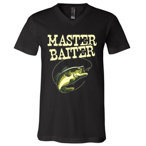 Masterbaiter Funny Fishing Fisherman Fish Master Baiter V-Neck T-Shirt