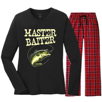 Masterbaiter Funny Fishing Fisherman Fish Master Baiter Women's Long Sleeve Flannel Pajama Set 