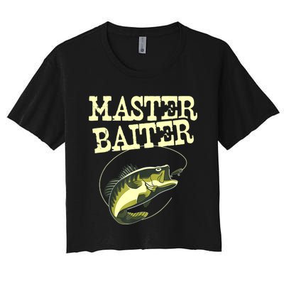 Masterbaiter Funny Fishing Fisherman Fish Master Baiter Women's Crop Top Tee