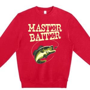 Masterbaiter Funny Fishing Fisherman Fish Master Baiter Premium Crewneck Sweatshirt