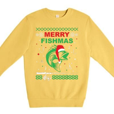 Merry Fishmas Funny Fishing Ugly Christmas Sweater Premium Crewneck Sweatshirt