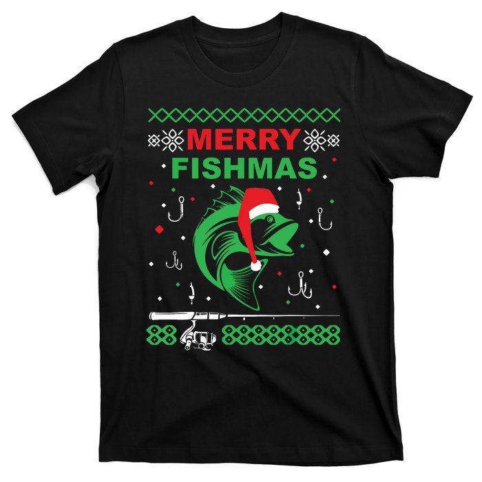 Merry Fishmas Funny Fishing Ugly Christmas Sweater T-Shirt