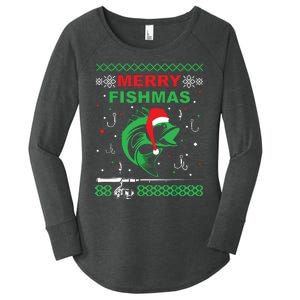 Merry Fishmas Funny Fishing Ugly Christmas Sweater Women's Perfect Tri Tunic Long Sleeve Shirt