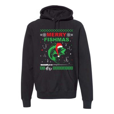 Merry Fishmas Funny Fishing Ugly Christmas Sweater Premium Hoodie