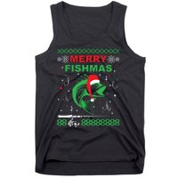 Merry Fishmas Funny Fishing Ugly Christmas Sweater Tank Top