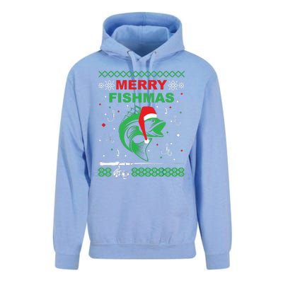 Merry Fishmas Funny Fishing Ugly Christmas Sweater Unisex Surf Hoodie