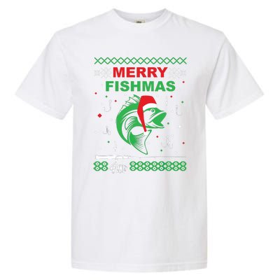 Merry Fishmas Funny Fishing Ugly Christmas Sweater Garment-Dyed Heavyweight T-Shirt