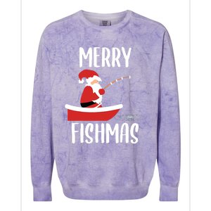 Merry Fishmas Funny Santa Fishing Fisherman Christmas Xmas Colorblast Crewneck Sweatshirt