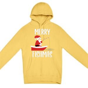 Merry Fishmas Funny Santa Fishing Fisherman Christmas Xmas Premium Pullover Hoodie