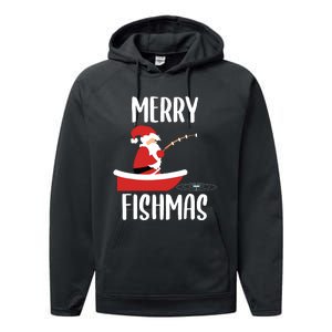 Merry Fishmas Funny Santa Fishing Fisherman Christmas Xmas Performance Fleece Hoodie