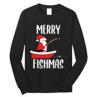 Merry Fishmas Funny Santa Fishing Fisherman Christmas Xmas Long Sleeve Shirt