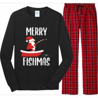 Merry Fishmas Funny Santa Fishing Fisherman Christmas Xmas Long Sleeve Pajama Set