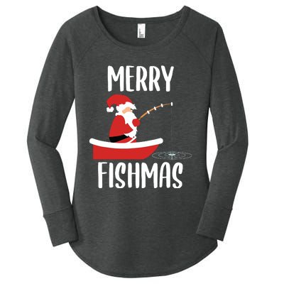 Merry Fishmas Funny Santa Fishing Fisherman Christmas Xmas Women's Perfect Tri Tunic Long Sleeve Shirt