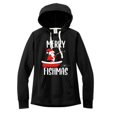 Merry Fishmas Funny Santa Fishing Fisherman Christmas Xmas Women's Fleece Hoodie